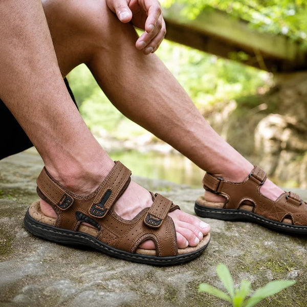 Orthopedic leather sandals for men