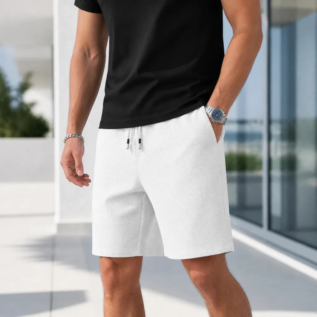 Men's Textured Waffle-Knit Casual Shorts