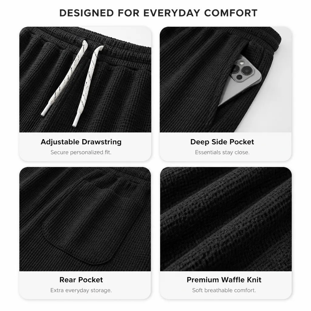 Men's Textured Waffle-Knit Casual Shorts